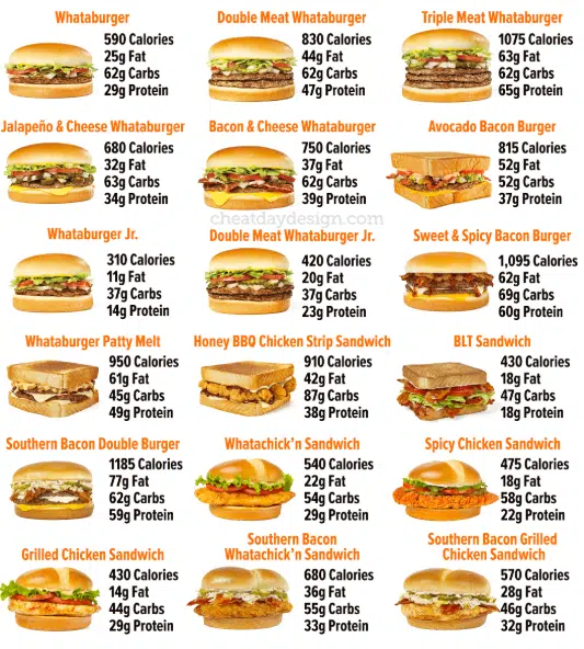 whataburger menu nutrition & calories
